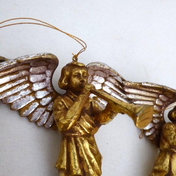 NEW 6.5” CHRISTMAS HOLIDAY GILT GOLD SILVER TRUMPETING ANGEL ORNAMENT LOT - Picture 8 of 11